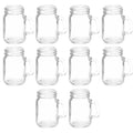 Mason Jar with Handle Set 4.5 oz. Set of 10, Bulk Pack - Sampler Glasses, Glass Jars for Overnight Oats, Candies, Fruits, Pickles, Spices, Beverages - Clear