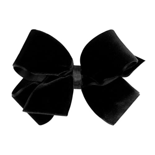 Girls' Velvet Hair Bow on No-Slip Clip, Satin Lining, Mini Q60568