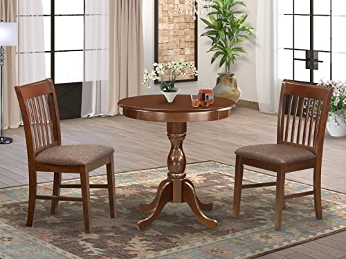 Round Dining Table with 2 Kitchen Chairs, 30x30 Inch E7647