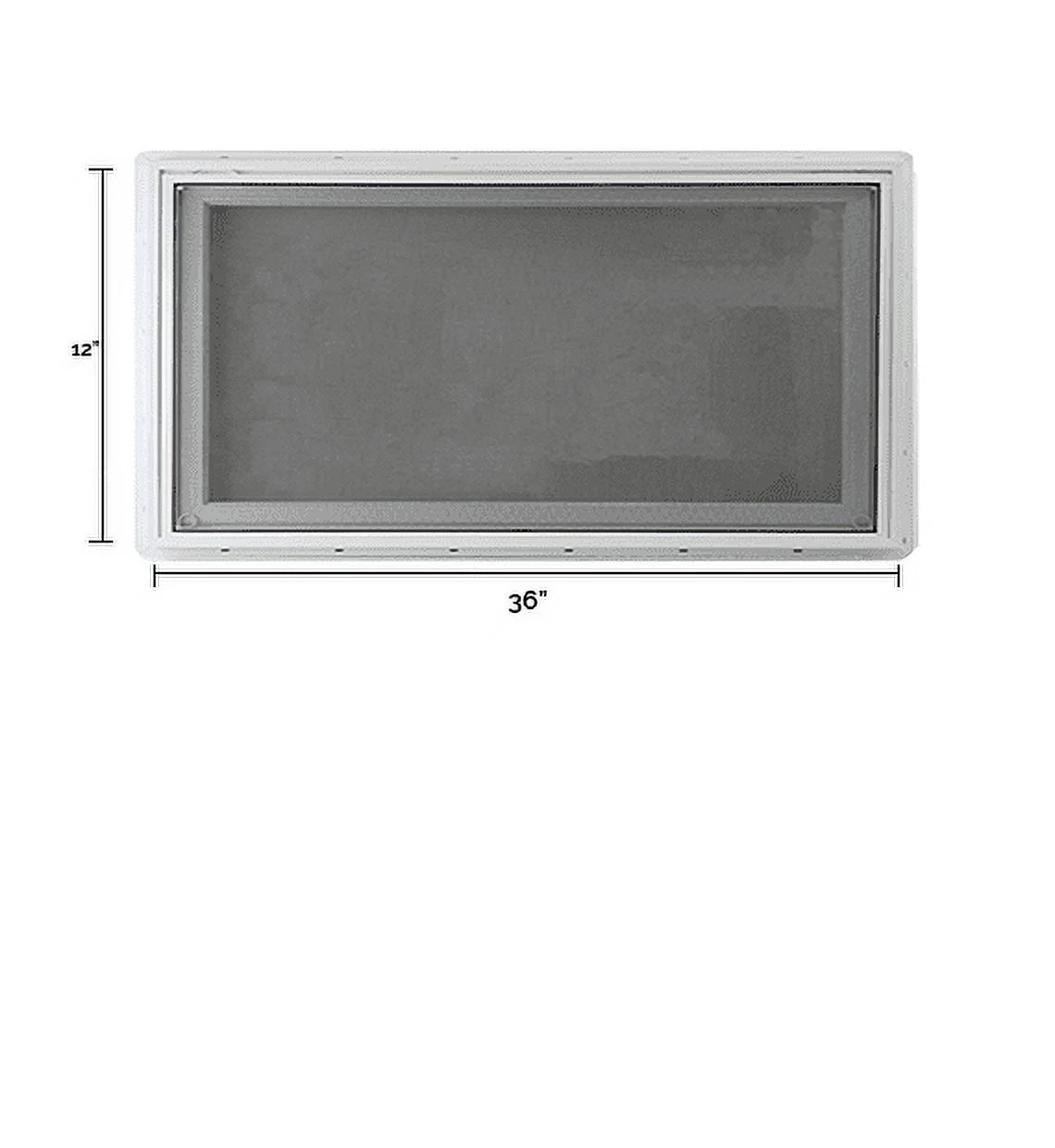 36" x 12" Inward Opening Awning Window Tempered Low-E Glass White Vinyl Frame Y7612