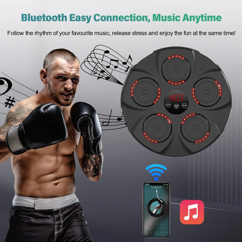 Music Boxing Machine with Bluetooth, Wall Mounted Punching Trainer with Gloves Z81252