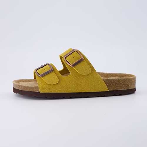 Women's Cork Footbed Sandals with Double Buckle Slip-On and Arch Support U61950