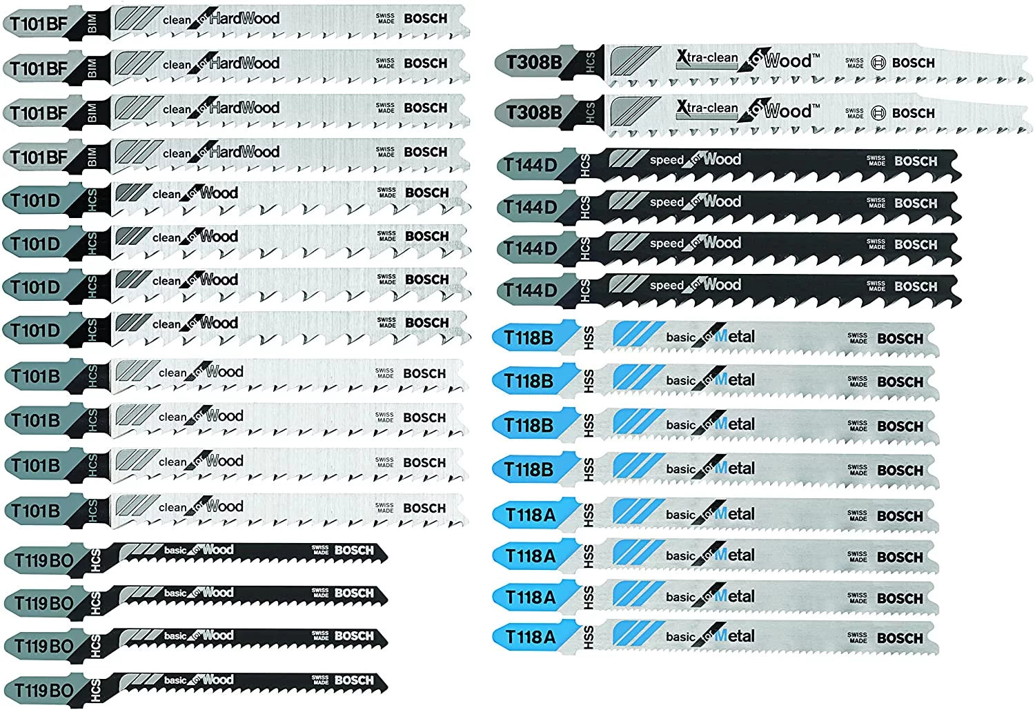 30-Piece T-Shank Jig Saw Blade Set for Wood and Metal Cutting M978