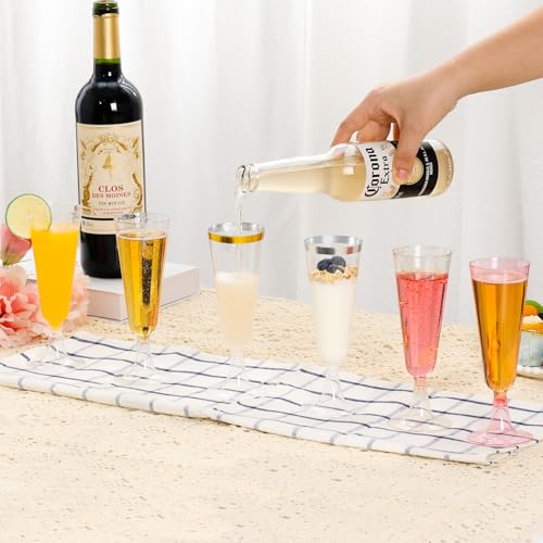 Champagne Flutes Plastic 40 Pcs Gold Glitter Disposable Wedding Party Cups Q321173