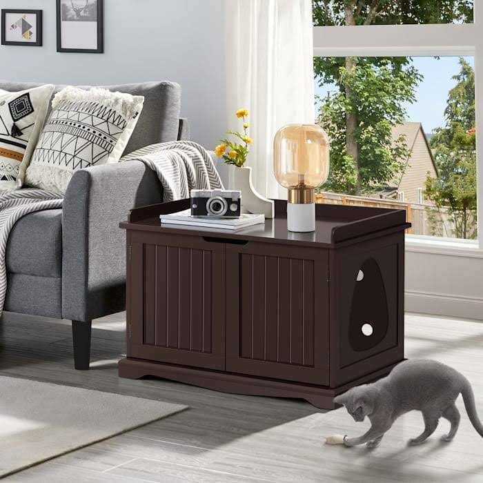 Decorative Espresso Hidden Cat Litter Box Furniture N3093