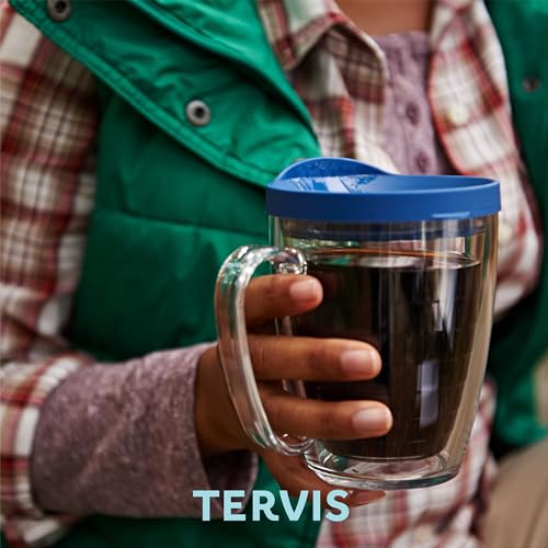Double Walled Insulated Tumbler Travel Cup, 24oz 2pk, Blue Lid V78473