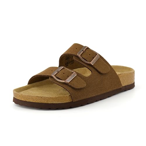 Women's Cork Footbed Sandals with Double Buckle Slip-On and Arch Support U61950