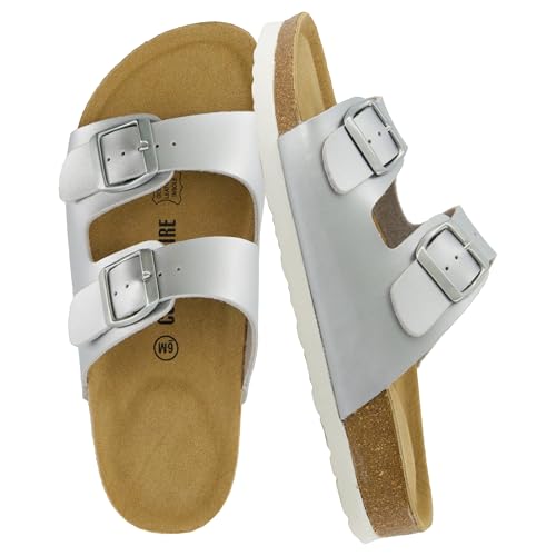 Women's Cork Footbed Sandals with Double Buckle Slip-On and Arch Support U61950