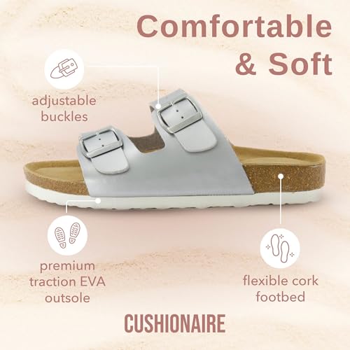 Women's Cork Footbed Sandals with Double Buckle Slip-On and Arch Support U61950