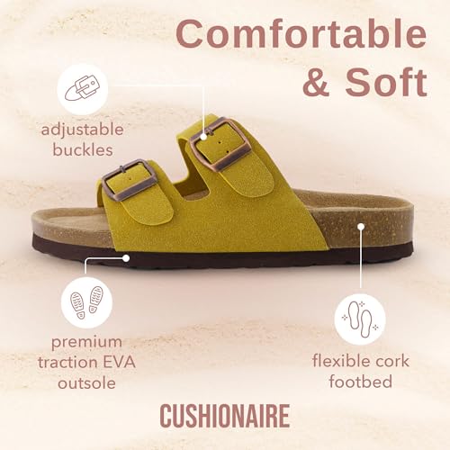Women's Cork Footbed Sandals with Double Buckle Slip-On and Arch Support U61950