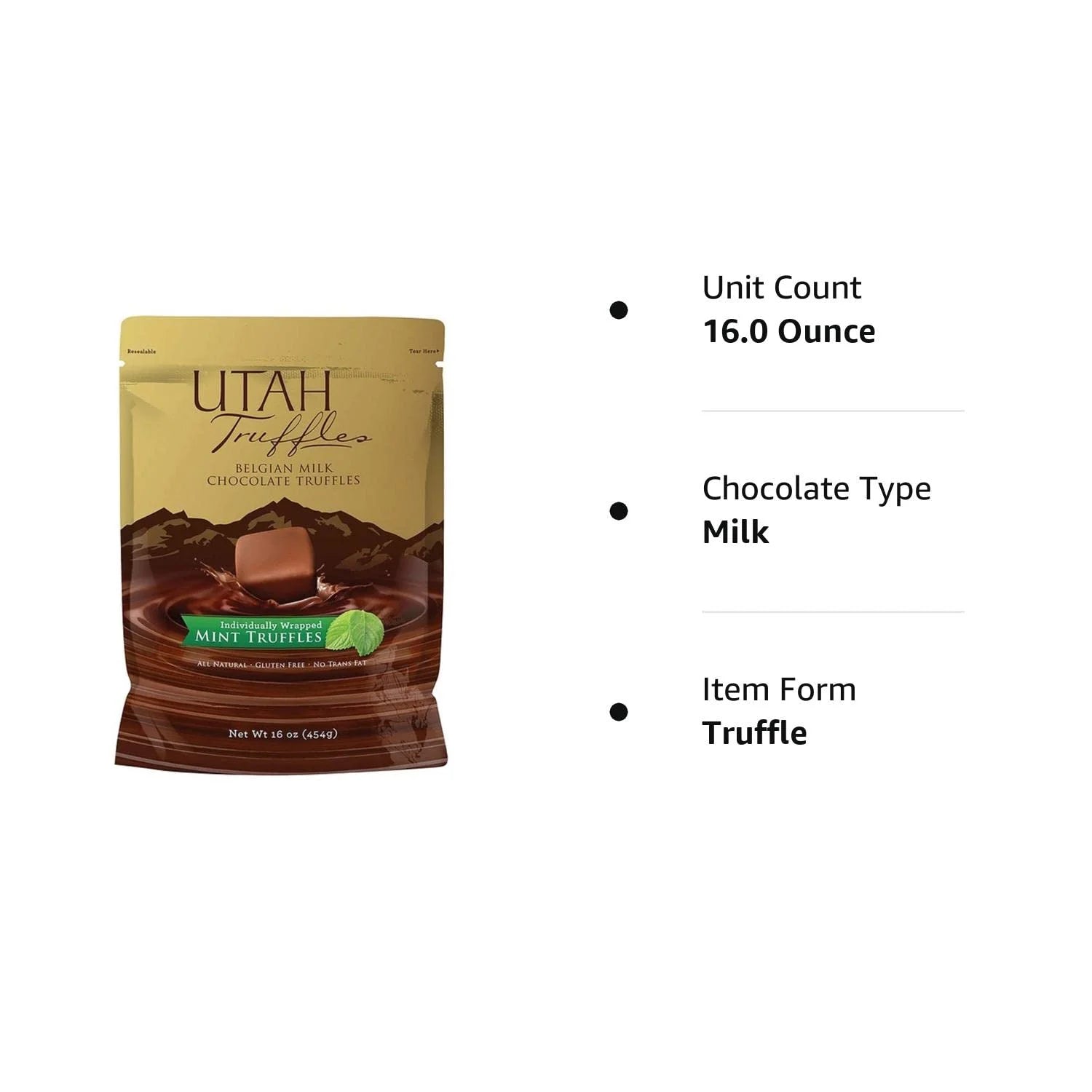 Belgian Milk Mint Chocolate Truffles 16 Oz Bag Q2064
