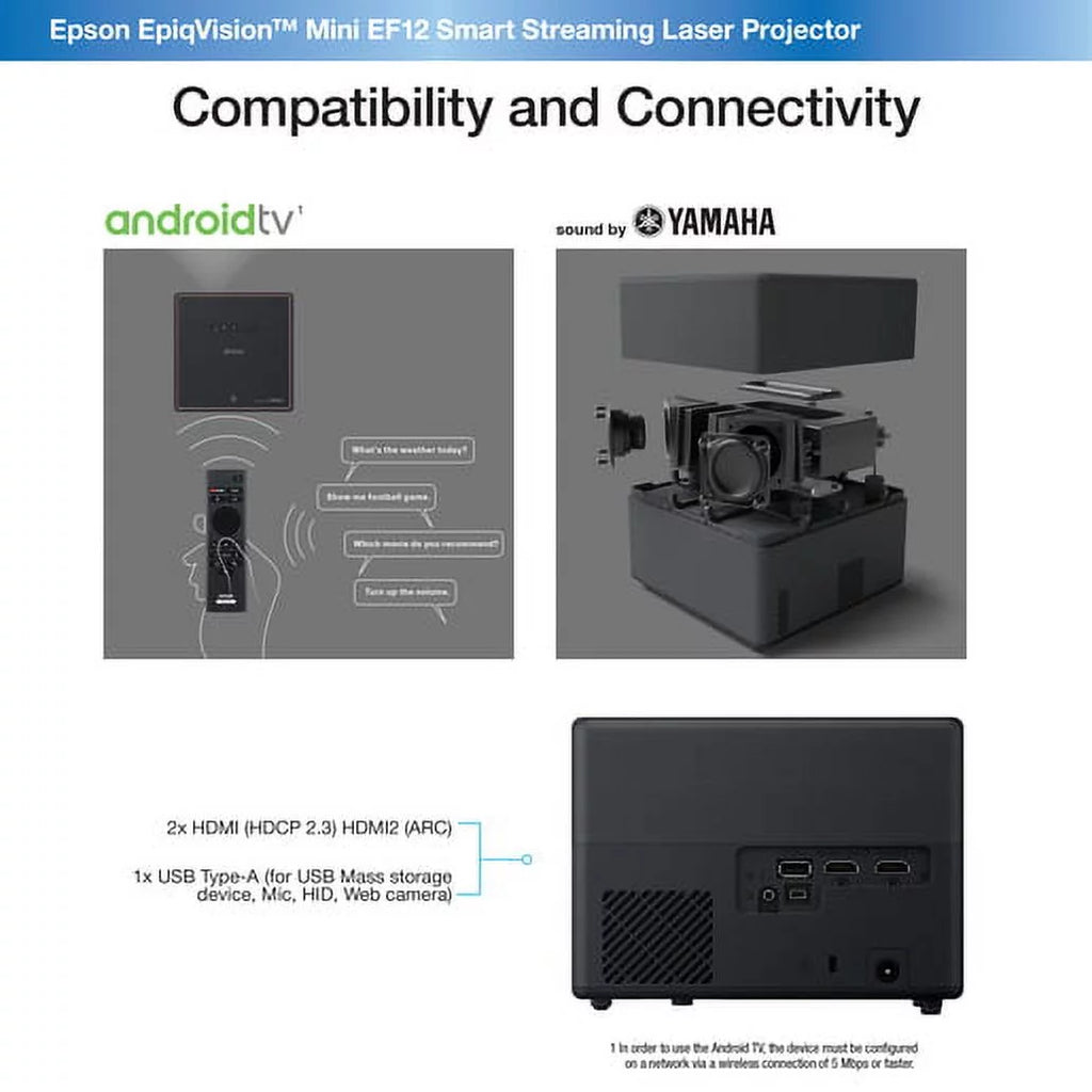 EpiqVision Mini EF12 3LCD Projector, 16:9, Portable, Black Q9928