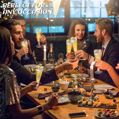 Champagne Flutes Plastic 40 Pcs Gold Glitter Disposable Wedding Party Cups Q321173