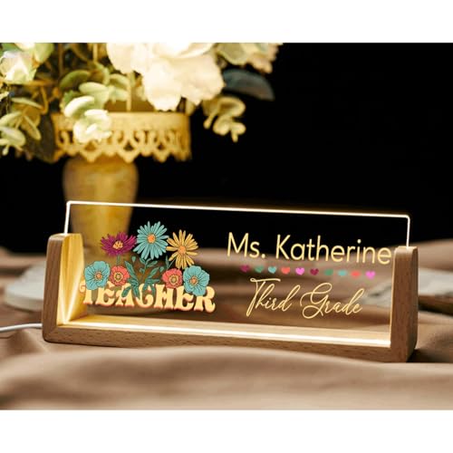 Acrylic LED Teacher Desk Name Sign T7359