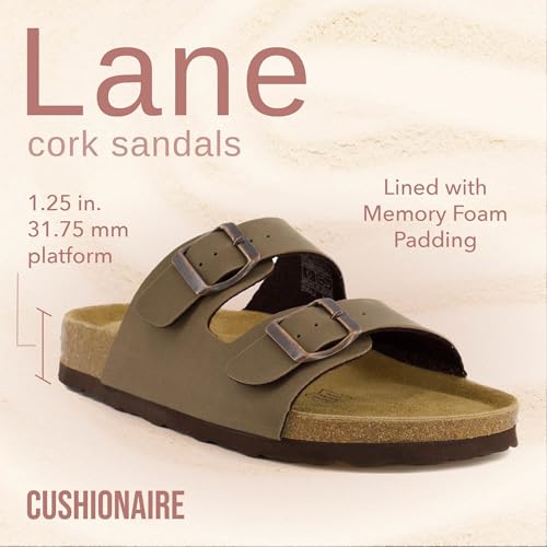 Women's Cork Footbed Sandals with Double Buckle Slip-On and Arch Support U61950