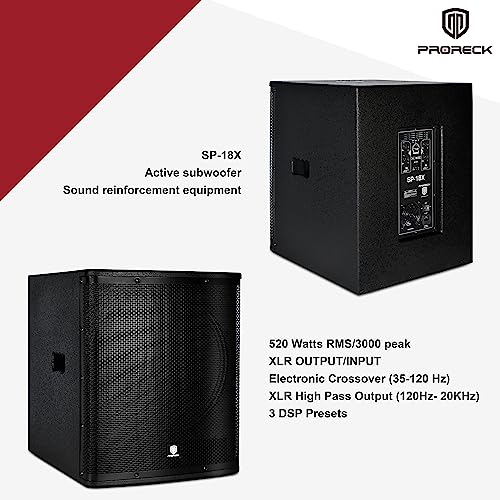 18 inch Powered PA Subwoofer with Class-D Amplifier and DSP Presets V787653