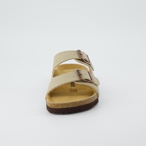 Women's Cork Footbed Sandals with Double Buckle Slip-On and Arch Support U61950