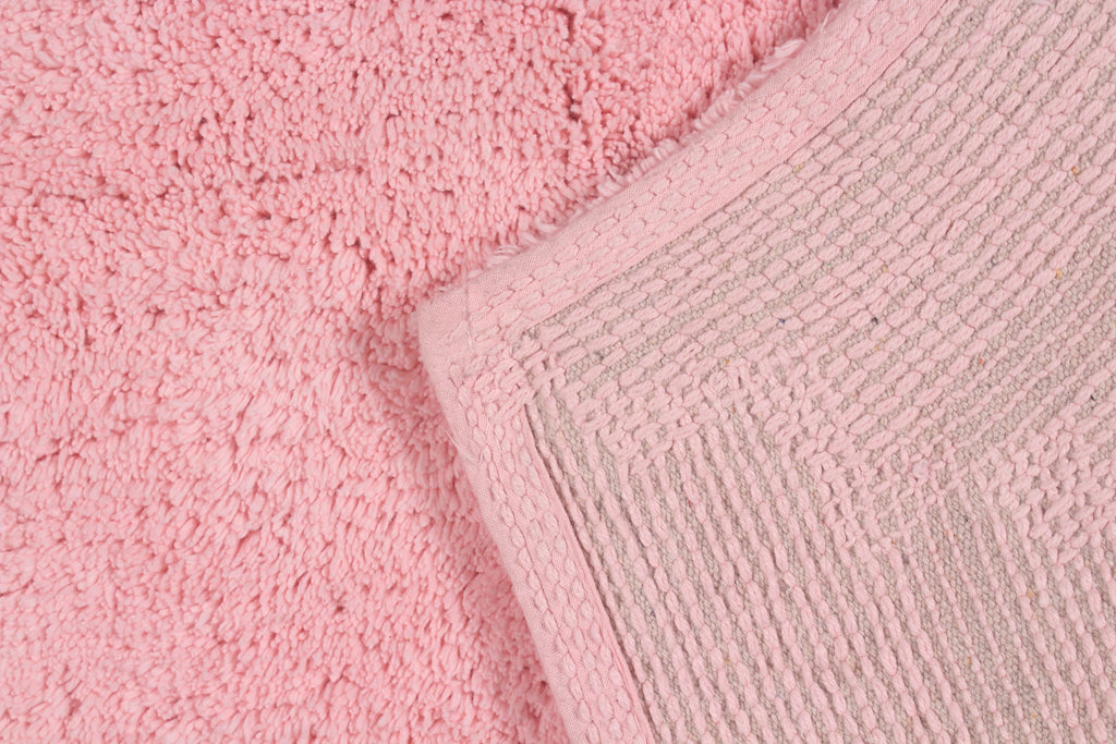 100% Cotton Non-Slip Bathroom Rug Set, Machine Washable, 5 Piece with Contour Pink Y778
