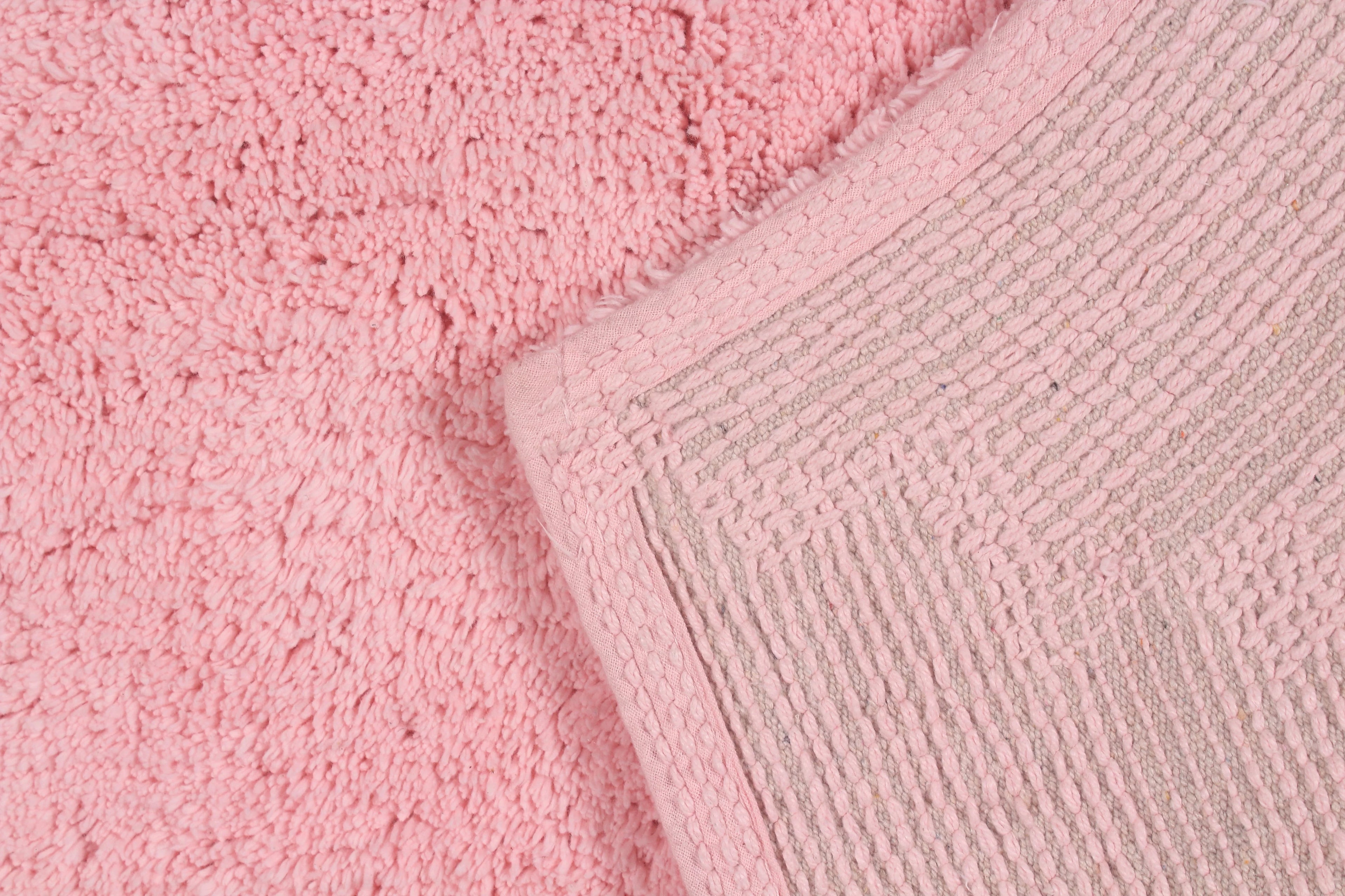 100% Cotton Non-Slip Bathroom Rug Set, Machine Washable, 5 Piece with Contour Pink Y778