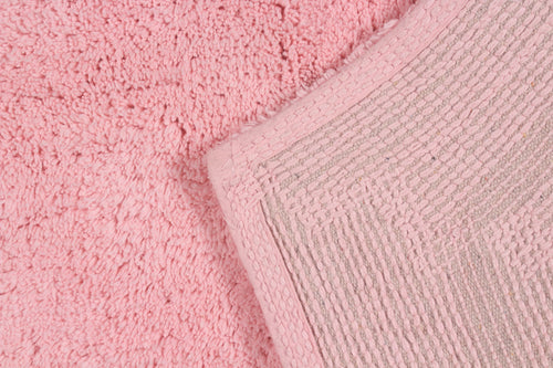 100% Cotton Non-Slip Bathroom Rug Set, Machine Washable, 5 Piece with Contour Pink Y778