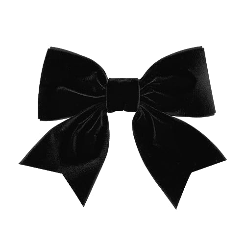 Girls' Plush Velvet Bowtie Hair Clip with Tails, Black Q2243