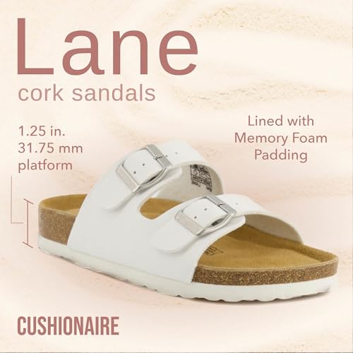 Women's Cork Footbed Sandals with Double Buckle Slip-On and Arch Support U61950