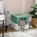 PawHut Fully Enclosed Cat Litter Box with Front Entry - Pet Supplies online store