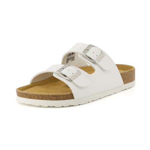 Women's Cork Footbed Sandals with Double Buckle Slip-On and Arch Support U61950