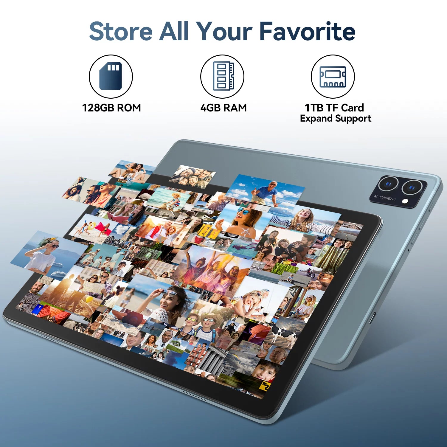 10.1 inch Android Tablet with Keyboard, 128GB, Octa-Core, Dual Camera P70565
