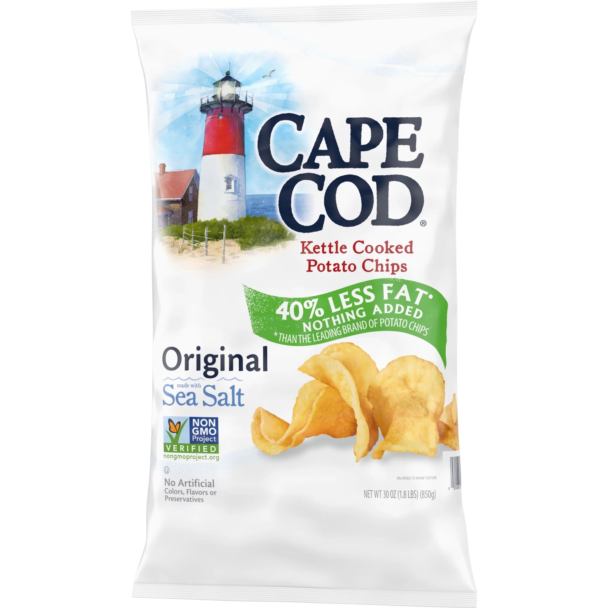Kettle Cooked Potato Chips, Less Fat, 30 oz I9316