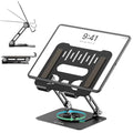 ULT-WIIQ Adjustable Tablet Stand for Desk iPad Swivel Stand with 360 Rotating Base Aluminum Foldable Portable iPad Table Stand Holder for iPad Pro/iPad Mini Tablets White