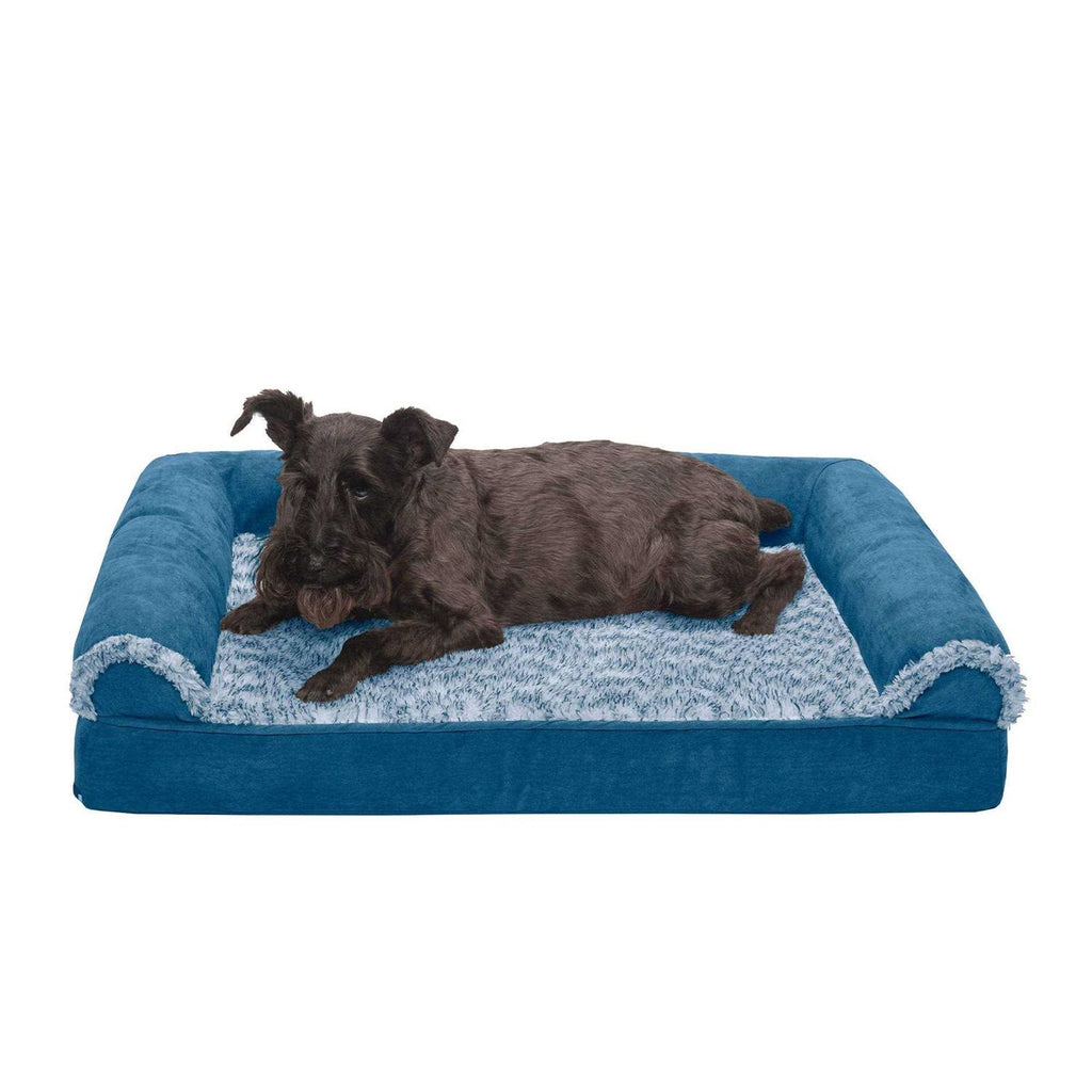 FurHaven Two-Tone Faux Fur Suede Orthopedic Sofa Dog Bed - Pet Supplies online store