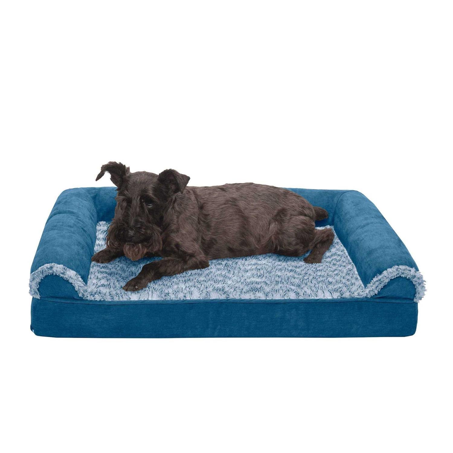 FurHaven Two-Tone Faux Fur Suede Orthopedic Sofa Dog Bed - Pet Supplies online store