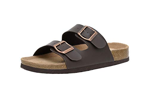 Women's Cork Footbed Sandals with Double Buckle Slip-On and Arch Support U61950