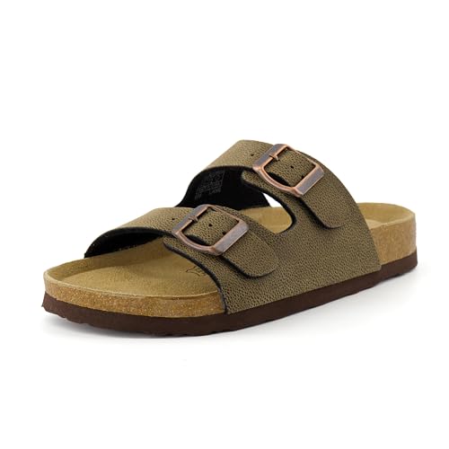 Women's Cork Footbed Sandals with Double Buckle Slip-On and Arch Support U61950