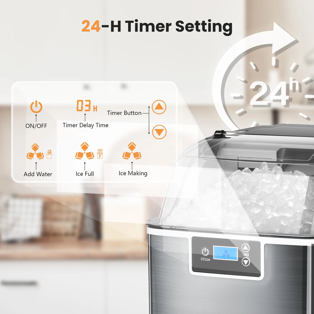 Countertop Nugget Ice Maker, 44 lbs/24H, Compact with Basket & Scoop V4812