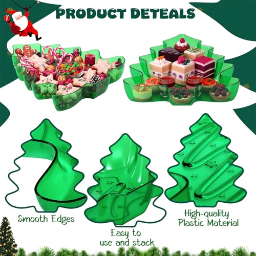 Christmas Tree Shaped Serving Tray Plastic Green Reusable Xmas Snack Platter Y735