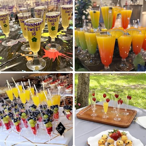 Champagne Flutes Plastic 40 Pcs Gold Glitter Disposable Wedding Party Cups Q321173