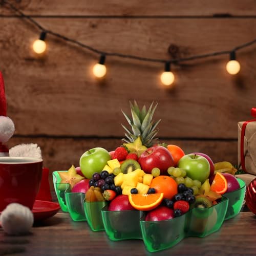 Christmas Tree Shaped Serving Tray Plastic Green Reusable Xmas Snack Platter Y735