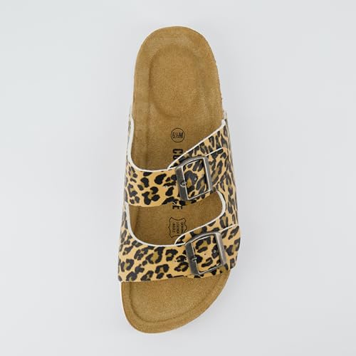 Women's Cork Footbed Sandals with Double Buckle Slip-On and Arch Support U61950