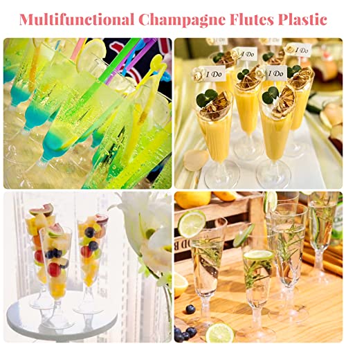 Champagne Flutes Plastic 40 Pcs Gold Glitter Disposable Wedding Party Cups Q321173