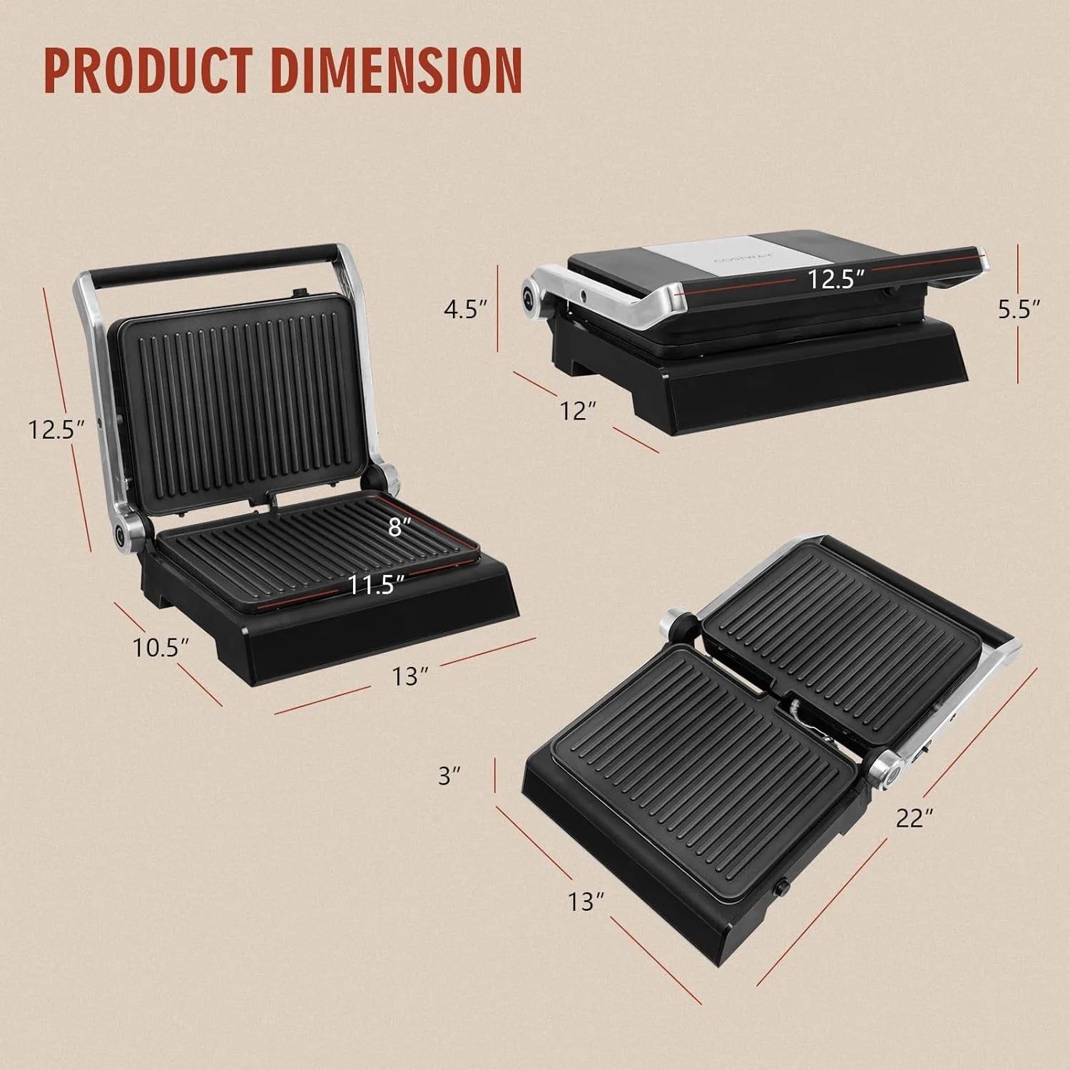 Panini Press Grill with Non-Stick Plates G4540