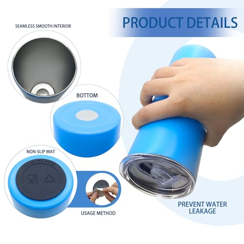 16 oz Skinny Tumbler with Lid and Straw, Stainless Steel, 16 Pack C113073