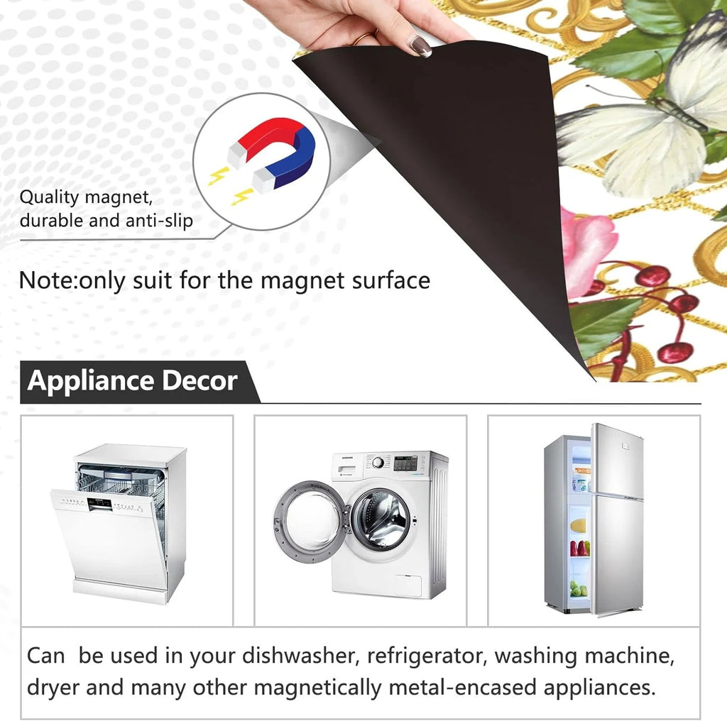 Vintage Rose Leaves Dishwasher Magnet Cover Decal N565646