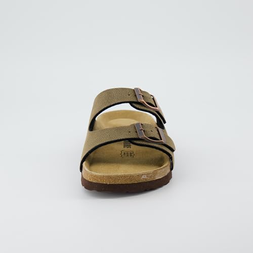 Women's Cork Footbed Sandals with Double Buckle Slip-On and Arch Support U61950