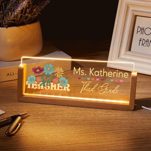 Acrylic LED Teacher Desk Name Sign T7359