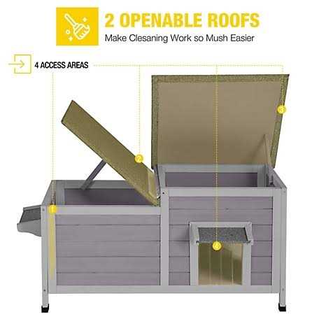 Outdoor Cat House 2-Room Shelter for Rescued Cats H9700