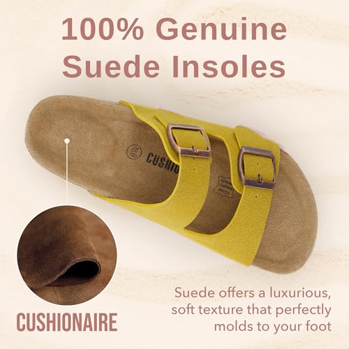 Women's Cork Footbed Sandals with Double Buckle Slip-On and Arch Support U61950