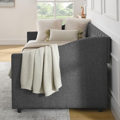 Queen Size Daybed Frame with 2 Storage Drawers, Upholstered Sofa Bed, No Box Spring Needed Q78170