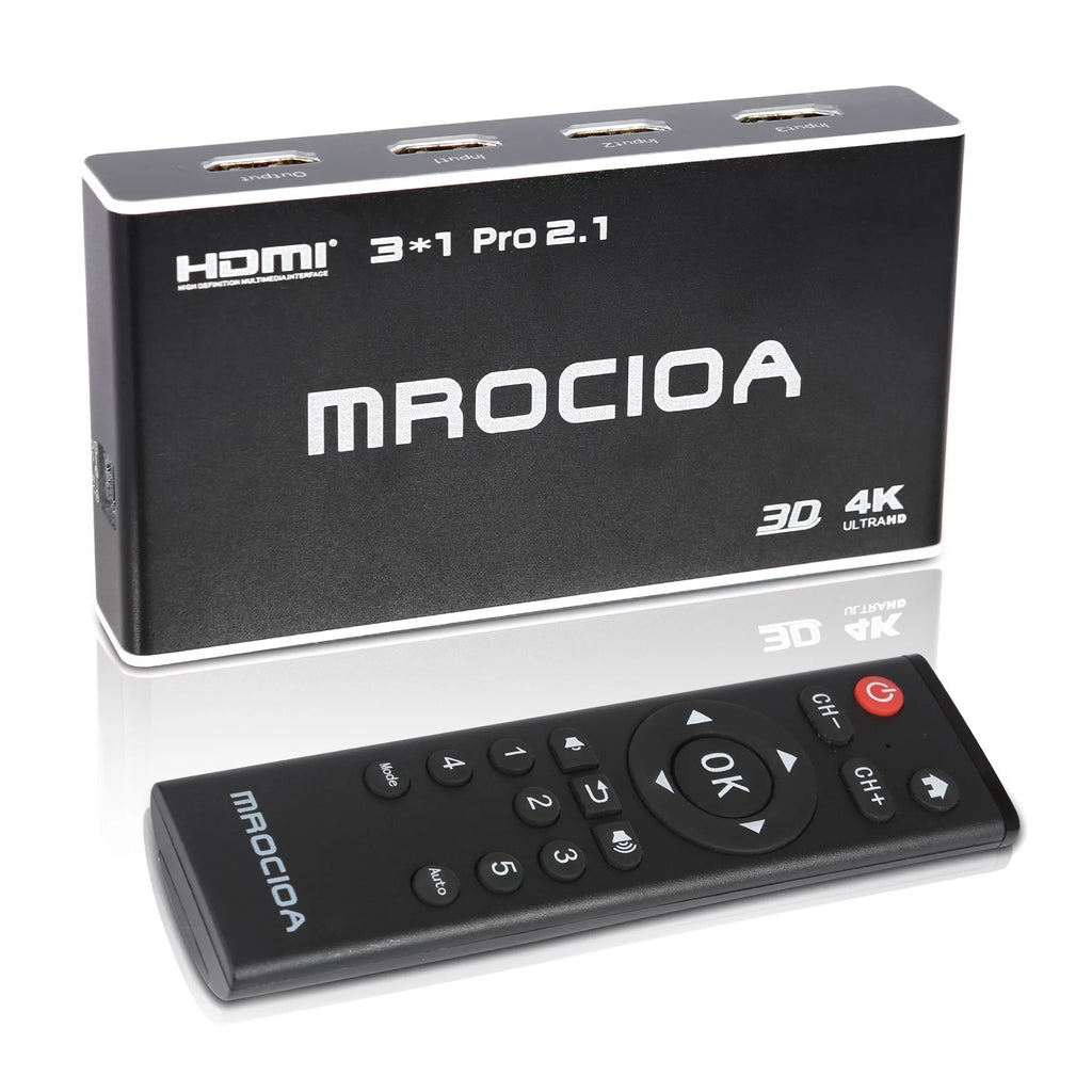 HDMI 2.1 Switch 8k, 4K@120Hz 3in 1 out HDMI Splitter, 8k HDMI Switch with IR Remote for TV/PS5/Xbox Series X
